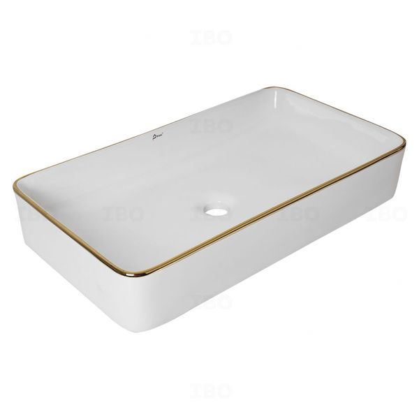 Brizzio 600 mm x 350 mm x 110 mm Gold & White Table Top Basin