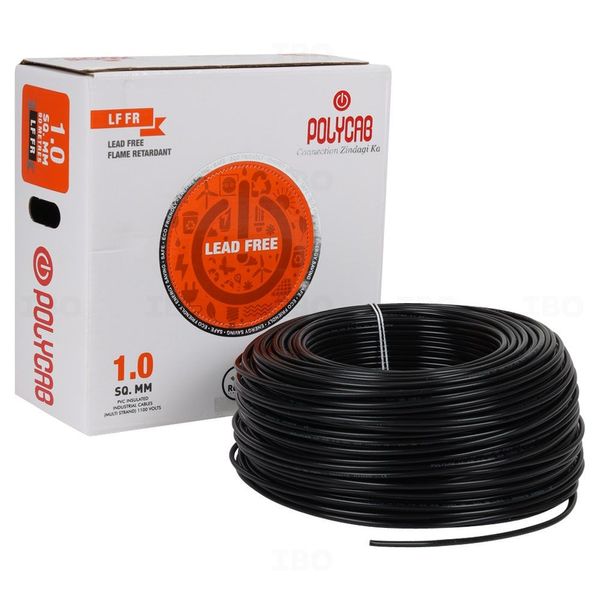 Polycab FRLF 1 sq mm Black 90 m PVC Insulated Wire