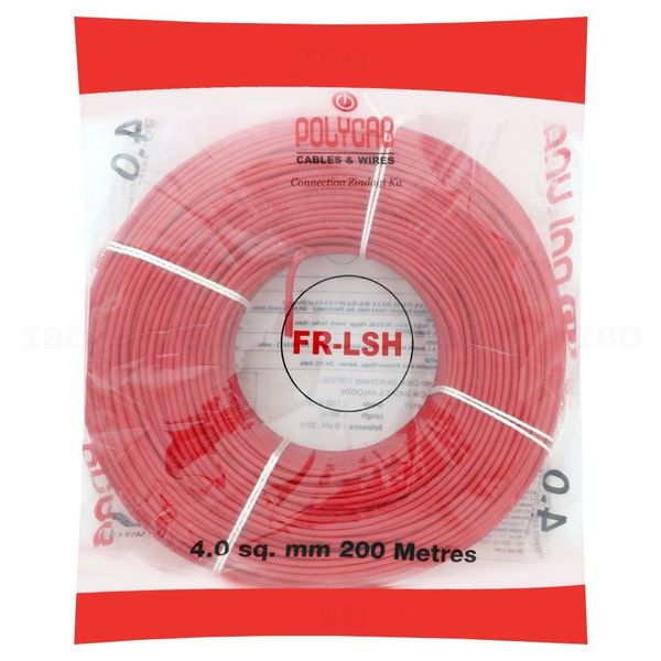 Polycab FRLS-H 4 sq mm Red 200 m PVC Insulated Wire