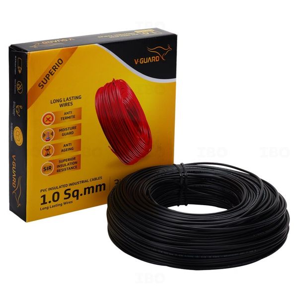 V-Guard Superio+ 1 sq mm Black 90 m FR PVC Insulated Wire V-Guard Superio+ 1 sq mm Black 90 m FR PVC Insulated Wire