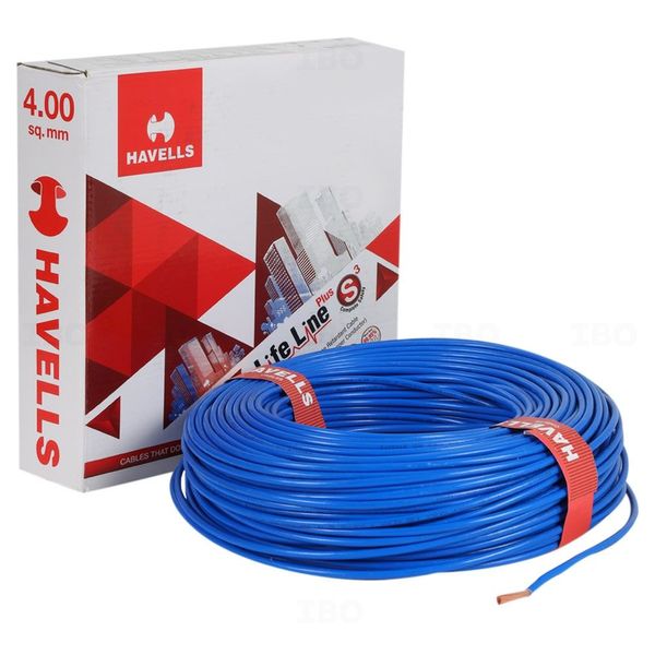 Havells Lifeline 4 sq mm Blue 90 m PVC Insulated Wire Havells Lifeline 4 sq mm Blue 90 m PVC Insulated Wire