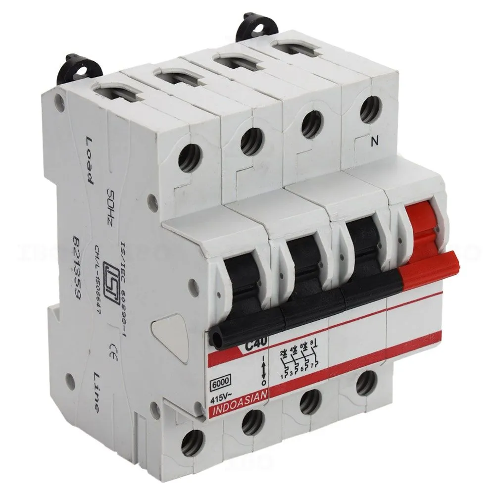 Indoasian Caretron Triple Pole Neutral 40 A C Curve MCB