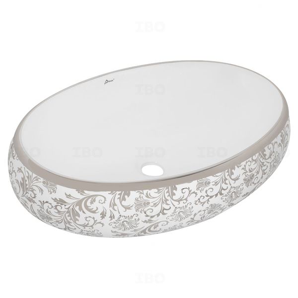 Brizzio 600 mm x400 mm x 145 mm White & Gold Table Top Basin