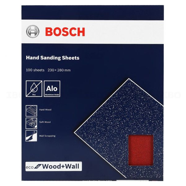 Bosch 2608621494 120Grit 100 Pcs Hand Sanding Sheets For Wood & Wall