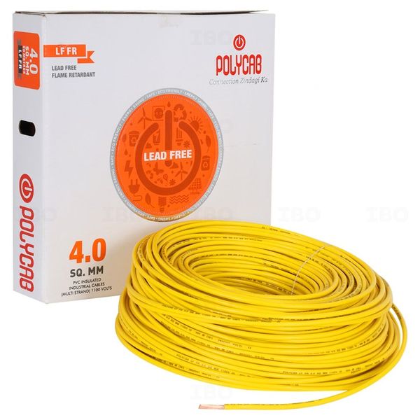 Polycab Optima Plus 4 sq mm Yellow 90 m PVC Insulated Wire