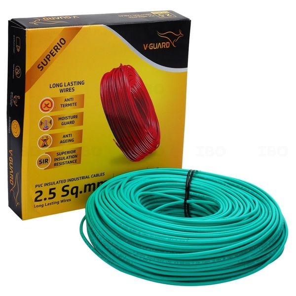 V-Guard Superio+ 2.5 sq mm Green 90 m FR PVC Insulated Wire