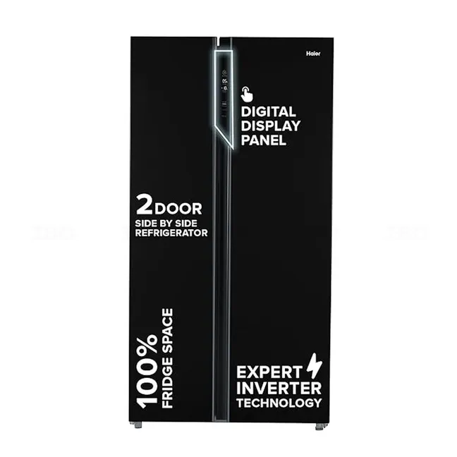 Haier 602 L, 3 Star, Convertible, Side by Side Refrigerator (HRS-682KS, Black Steel)