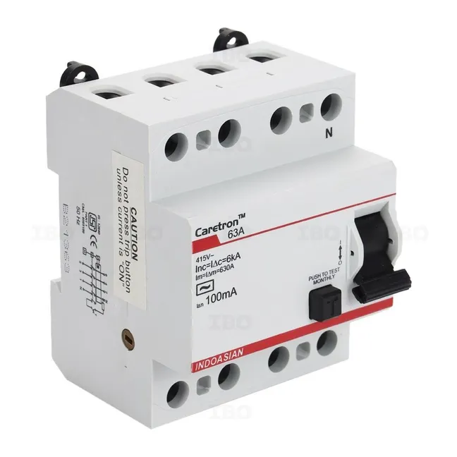 Indoasian Caretron 4 Pole 63 A 100 mA RCCB