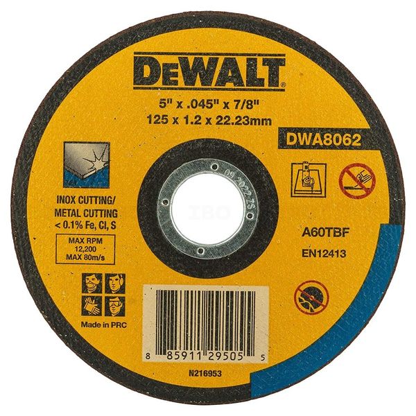 Dewalt Dwa8062-In 125x1.2x22.23mm Metal Cutting Wheel
