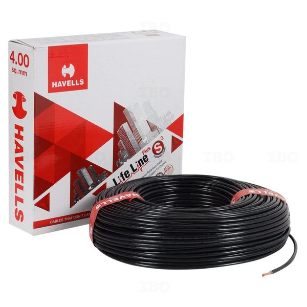 Havells Life Line 4 sq mm Black 90 m PVC Insulated Wire