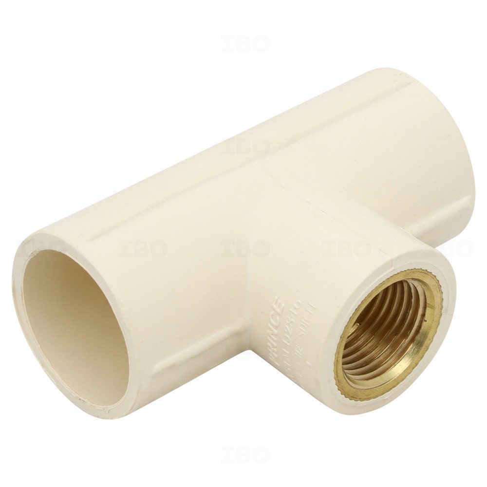 Prince FlowGuard Plus 1 x 1/2 in. (25 x 15 mm) CPVC Brass Tee Prince FlowGuard Plus 1 x 1/2 in. (25 x 15 mm) CPVC Brass Tee