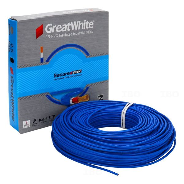 GreatWhite SecureX 2.5 sq mm Blue 90 m FR PVC Insulated Wire GreatWhite SecureX 2.5 sq mm Blue 90 m FR PVC Insulated Wire