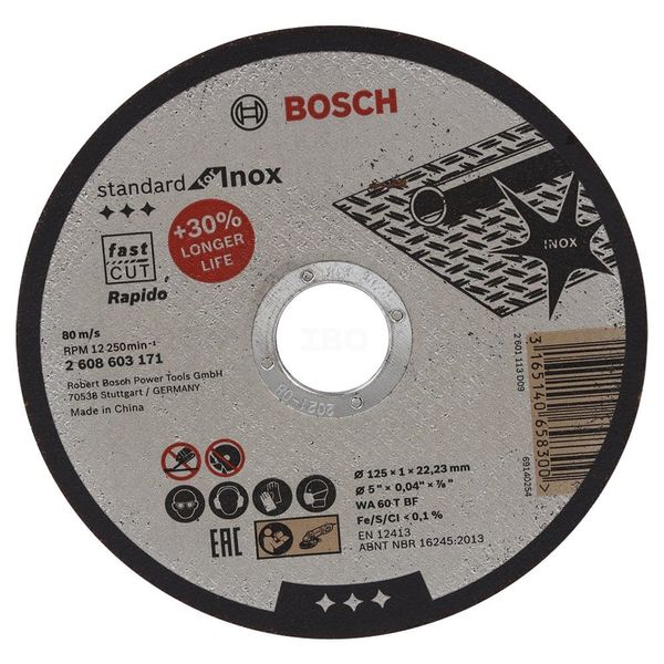 Bosch 2608603171 125x1x22.23mm Metal Cutting Wheel