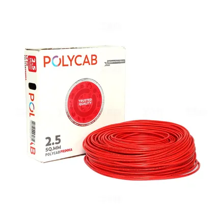Polycab Primma 2.5 sq mm Red 90 m FR PVC Insulated Wire Polycab Primma 2.5 sq mm Red 90 m FR PVC Insulated Wire