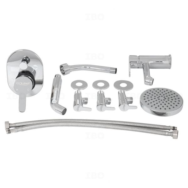 Bath Set-Single lever basin mixer+Bath Tub Spout with Flange+Single Lever Concealed Diverter with Exposed Part Kit+Angle Cock 3 Pc+Shower With shower Arm