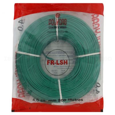 Polycab FRLS-H 4 sq mm Green 200 m PVC Insulated Wire