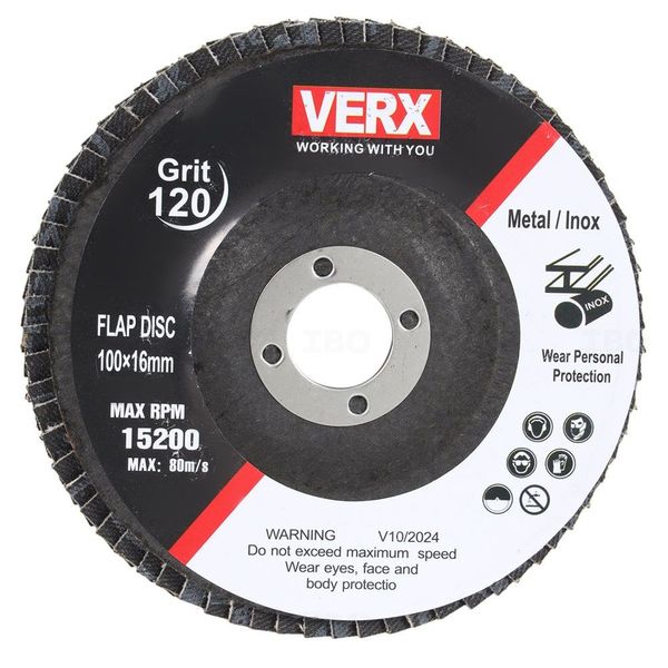 Verx 100x16mm 120 Grit Flap Disc