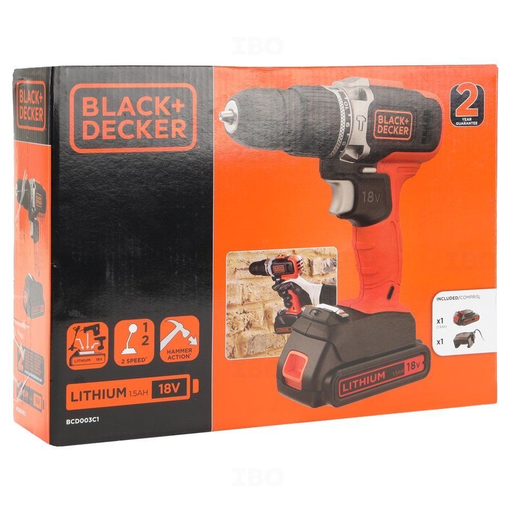 zoete smaak houd er rekening mee dat Gezamenlijke selectie Buy Black & Decker BCD003C1-QW 18 V Cordless Drill Driver on IBO.com &  Store @ Best Price. Genuine Products | Quick Delivery | Pay on Delivery