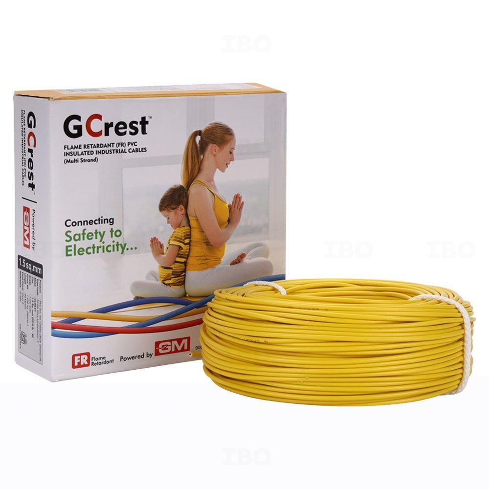 GM GCREST 1.5 sq mm Yellow 90 m PVC Insulated Wire GM GCREST 1.5 sq mm Yellow 90 m PVC Insulated Wire