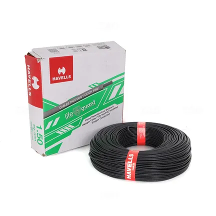 Havells Lifeguard 1.5 sq mm Black 180 m FR-LSH PVC Insulated Wire Havells Lifeguard 1.5 sq mm Black 180 m FR-LSH PVC Insulated Wire